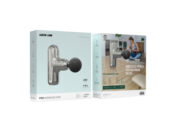 Green Lion Pro Massage Gun - Silver | Deep Tissue, 6 Heads, Quiet Green Lion Pro Massage Gun - Silver | Deep Tissue, 6 Heads, Quiet